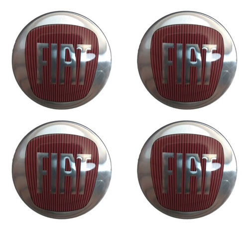Imagem 1 de 2 de Kit 4 Emblema Fiat Punto Vermelho 58mm Roda Calota Miolo