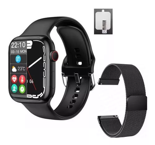 Smart Watch Séries 8 Relógio W28 Masculino Feminino Siri Bluetooth Troca  Foto Pulseira 45mm C/Nf - Preto