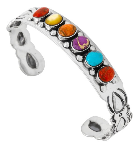 Pulsera De Piedras Preciosas Plata De Ley 925 Brazalete Ajus