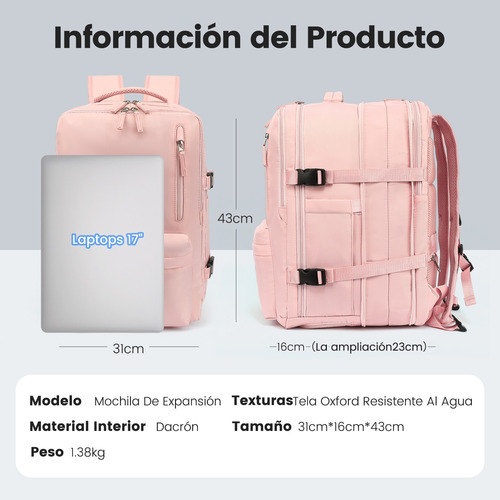 Mochila De Viaje Expandible 10 Kg Avion Mochila Escolar
