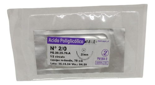 Vicryl Pga 2/0 -ag De 25 Mm, 1/2 Círc Redondo De 70cm