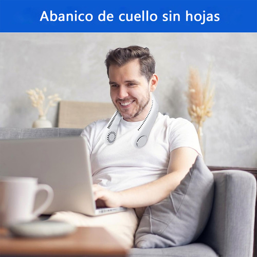 Ventilador De Cuello Portátil Recargable Con 3 Velocidades Blanco