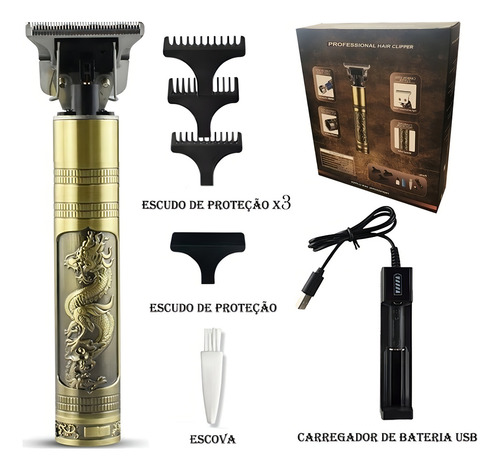 Barbeador T9 Dragão Phoenix Elétrico Retro Esculpido