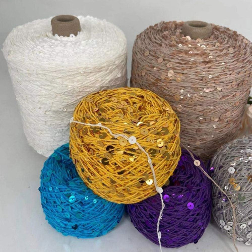Hilo De Algodón Con Lentejuelas Para Tejer Muñecas, 50 Bolas