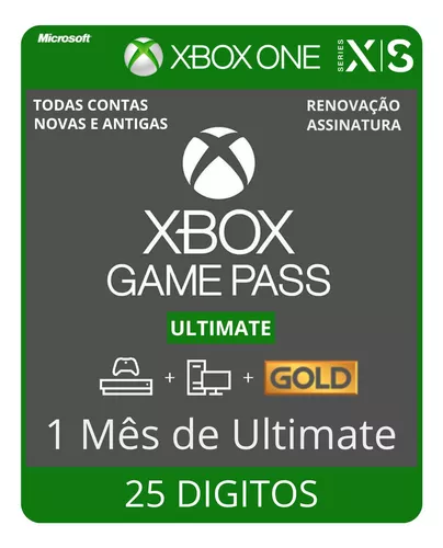 Xbox Game Pass Ultimate 1 Mês Código 25 Dígitos - Videogames