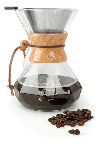 Cafetera Tipo Chemex Grande 800 Ml Con Filtro Acero Inoxidab