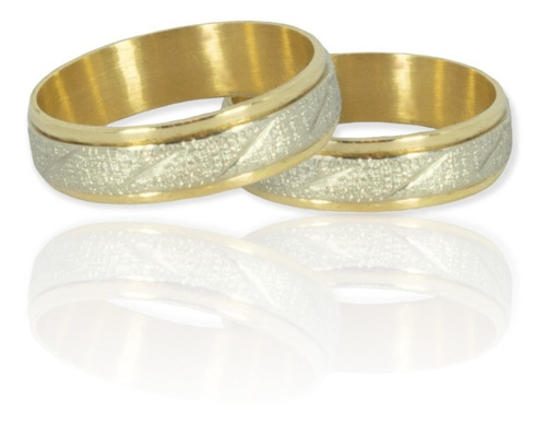 Par De Alianzas Oro 18k - Combinadas En Oro Blanco Satinado 