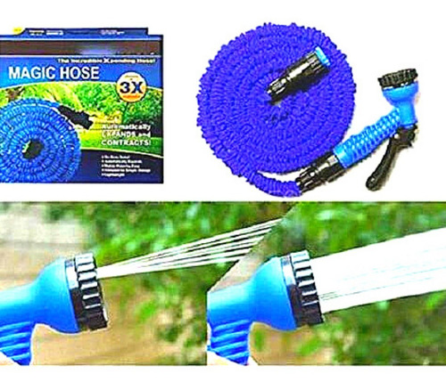 Imagem 2 de 5 de Mangueira Magica Flexivel Retratil Expansivel Azul 30m