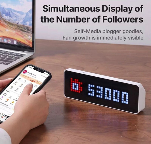 Relógio De Mesa Ulanzi Tc001 Com Contagem Inscritos Youtube