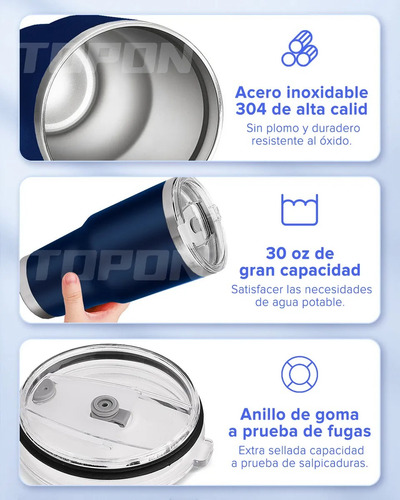 6.01vaso Térmico Portátil De Acero Inoxidable 30oz Con