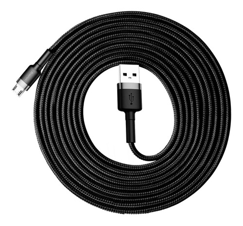 Cable Usb / Micro Usb / 3 Metros Carga 2 A / Baseus Oficial Color Gray Black