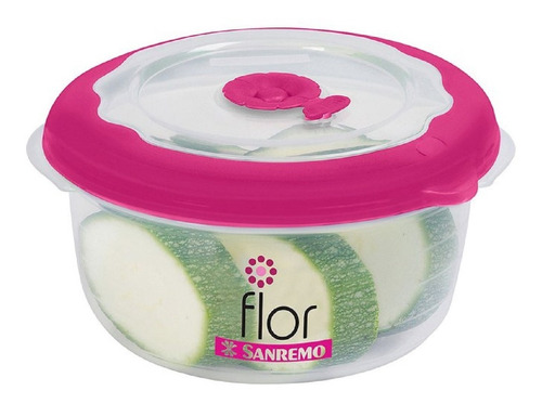 Contenedor Taper Redondo Mediano 1,1lts Sanremo Línea Flor