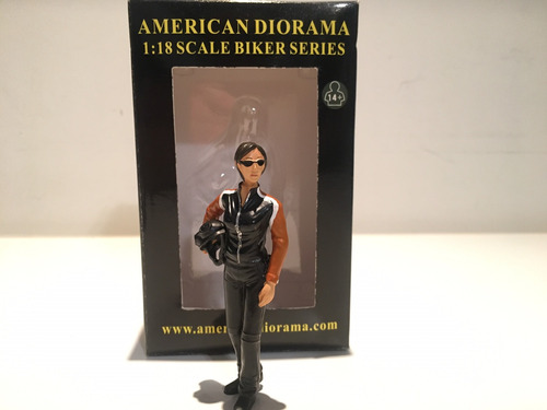 Boneco 1/18 3.75 Biker Jane American Diorama Miniatura Moto