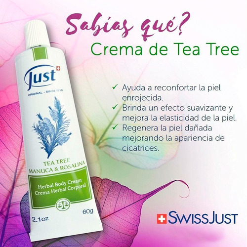 Imagen 4 de 6 de Crema Tea Tree Original Just Producto Original 60grs Envio Gratis