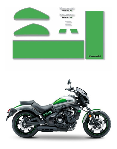 Adesivos Moto Kawasaki Vulcan S Café 2017 Branca Verde 15978