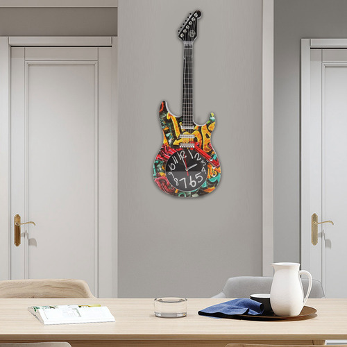 Reloj De Pared Con Forma De Guitarra Que Simula El Tiempo, D