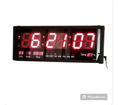 Reloj Digital 59x22cm Grande De Pared Con Calendario Fecha