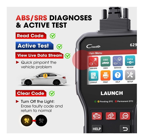 Imagen 6 de 8 de Lector Automotriz Escaner Launch Creader Cr629 Obd2