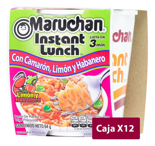 Maruchan Instant Lunch Camarón Y Limón Habanero 12 Unidades