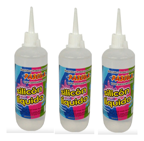 3 Silicon Liquido Pascua P Manualidades Pegamento 250ml C/u Color Transparente