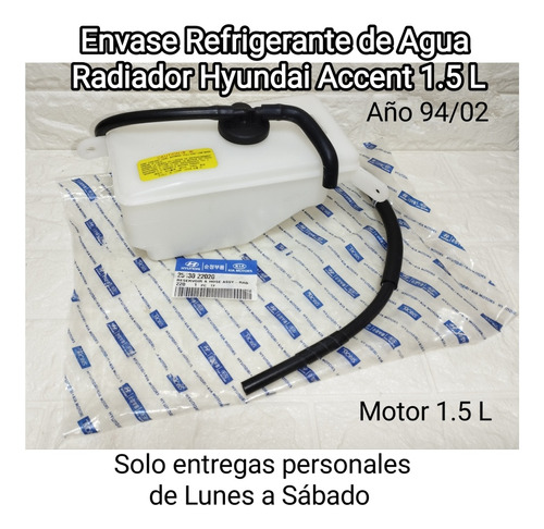 Envase Refrigerante Agua Radiador Hyundai Accent 1.5 94/02