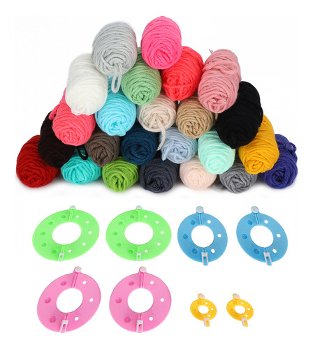 Hilo De Lana De 24 Colores, Kit Para Hacer Pompones