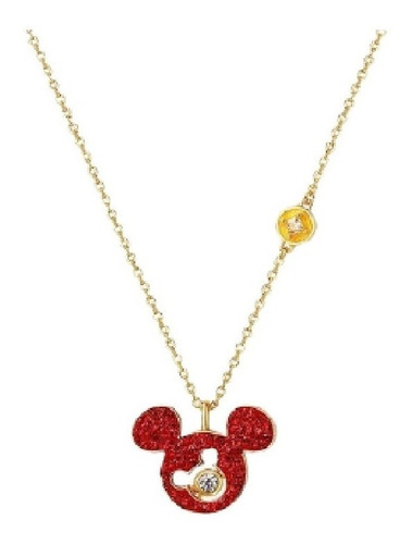 Collar De Mickey Mouse Con Zirconia Y Cristal En El Centro