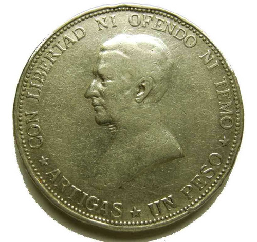 Uruguay Un Peso Antiguo 1917 Grande De Plata Muy Buen Estado