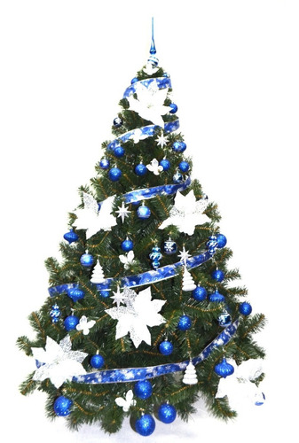 Árbol De Navidad Premium 1,80 Con Adornos Azul. El Mejor!