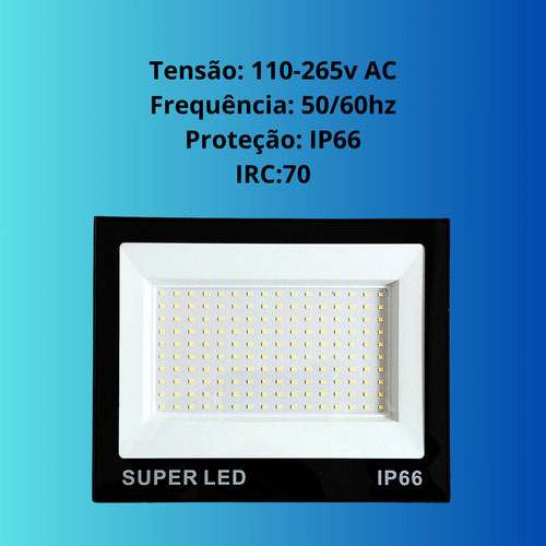 Kit 5 Refletor Led 1200w Bivolt Prova D'água 6500k
