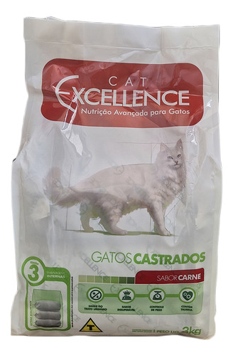 Ração Cat Excellence Gato Castrado Sabor Carne 3kg