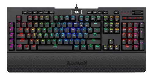 Teclado gamer Redragon Brahma K586-PRO QWERTY inglés US color negro con luz RGB