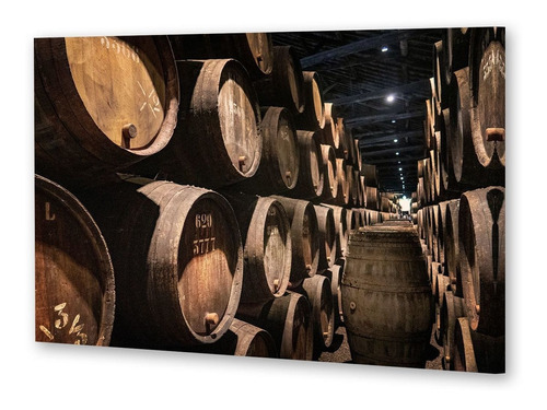 Cuadro 50x75cm Barril Madera Vino Bodega Cerveza Vaso P5