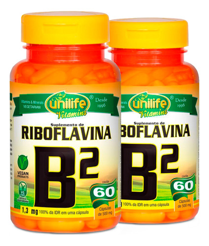 Kit 2 Vitamina B2 Riboflavina 60 Cápsulas Unilife