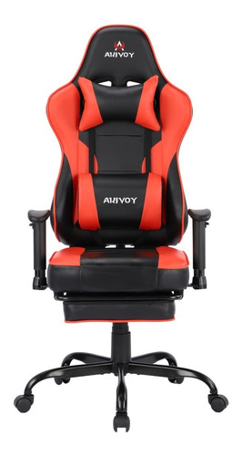 Imagen 2 de 8 de Silla Gamer Omega Para Oficina Reclinable + Cojines Rojo