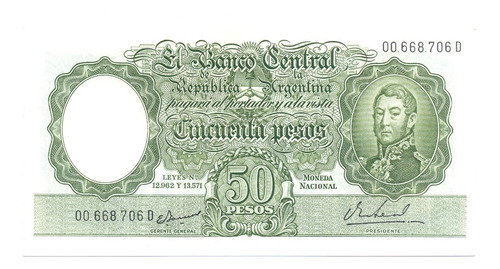 Billete Moneda Nacional 50 Pesos Bottero 2024 Sc Con Leyes
