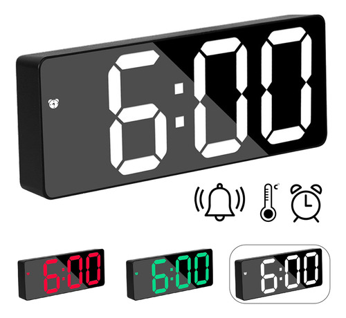 Edicasa Relógio Digital De Mesa E Parede Led Com Data Temperatura E Alarme Despertador Com Função Soneca