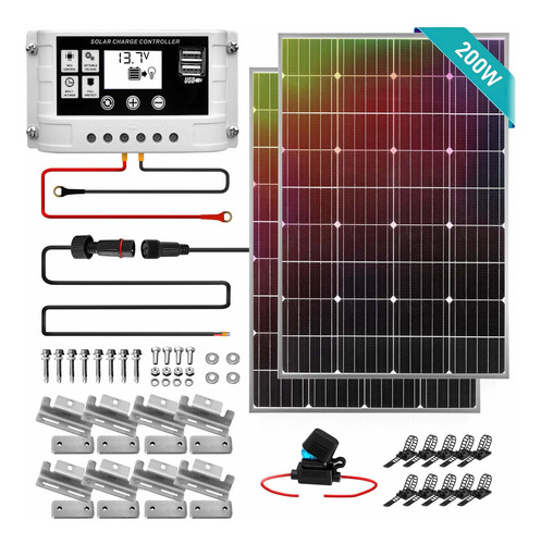 Serenelife Kit Inicio Panel Solar 200 W 12 V Monocristalino