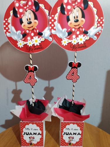 Centros De Mesa Minnie Mouse Roja Personalizado