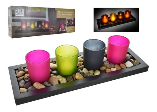 Candelabro Velas Led Vidrio Color X4 22147 - El Clon