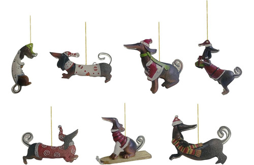 7 Pcs Adorno De Árbol De Navidad De Perro Salchicha