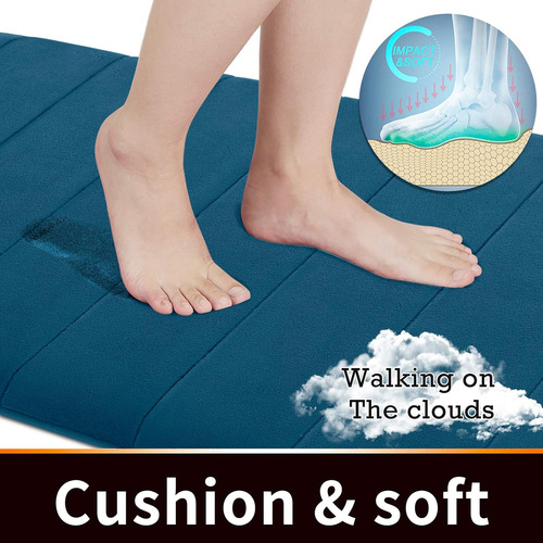 Alfombra De Baño Yimobra Mm01i, Espuma Viscoelástica Azul Pa