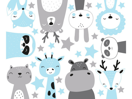 Vinilo Decorativo Infantil Animalitos Nordico