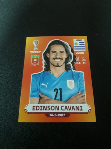 Mundial Qatar 2022. Figurita N° Uru 16. Edison Cavani. Mira!