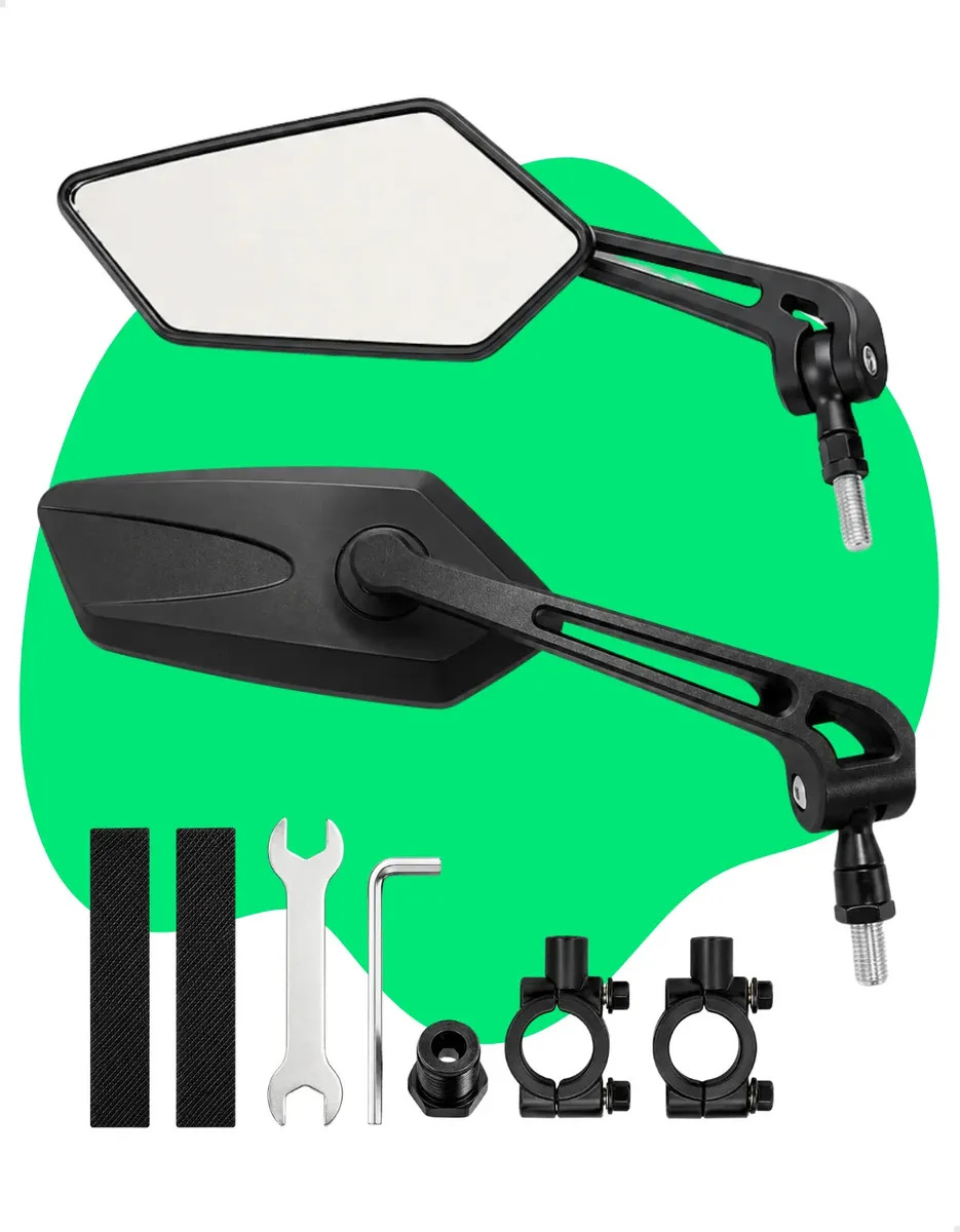 Par de Espelho Retrovisor 360° Pedal Pulse para Bike e Moto com Haste Longa Ajustável