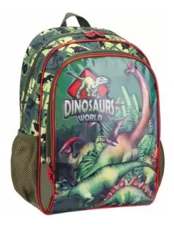 Mochila Fenix Costas Escolar Dinossaurs World Verde