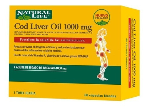 Natural Life Cod Liver Oil 1000mg Aceite Higado De Bacalao Sabor Sin sabor