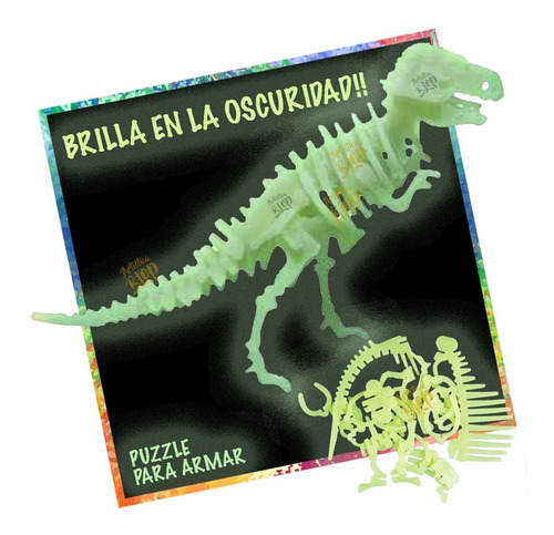 Imagen 1 de 4 de Rompecabezas Dinosaurio Tiranosaurio Rex Brilla Oscuridad
