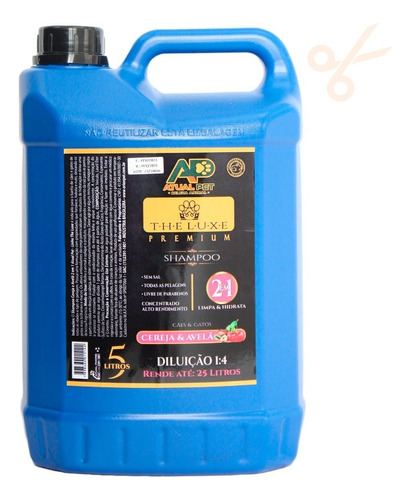 Shampoo Cereja E Avelã The Luxe 1:4 Prof Pet Shop Tosa 5l