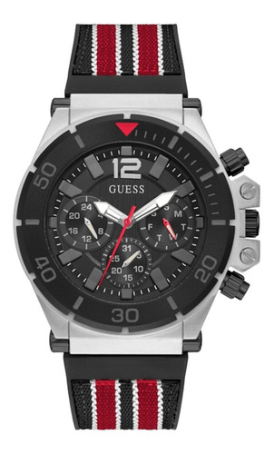 Reloj Hombre Marca Guess Pilot Color Negro Color Del Bisel Plata